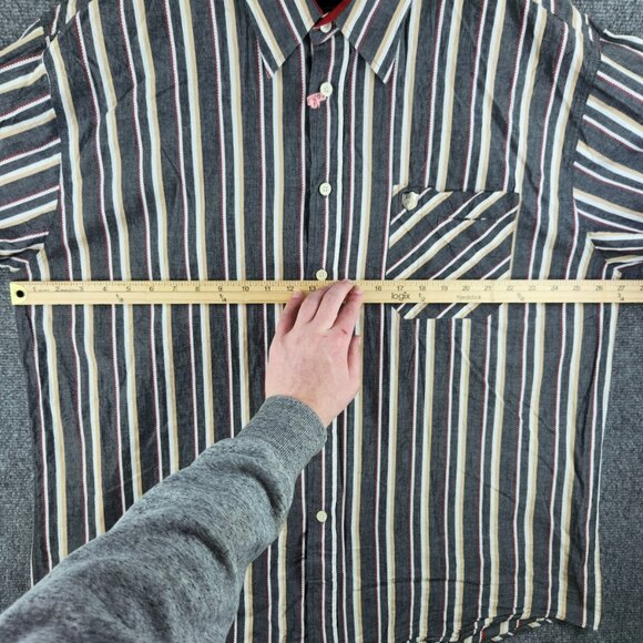 Phat Farm Men Long Sleeve Button Up Shirt Striped Western 2XL Gray Colorful - Picture 5 of 16